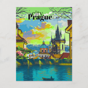 Prague-Kunstpostkarten Vintage-Reisedekor, Postkarte