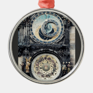 Prague Orloj Silbernes Ornament