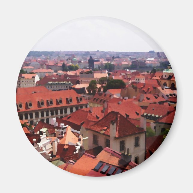 Prague Red Roofs Magnet (Vorne)