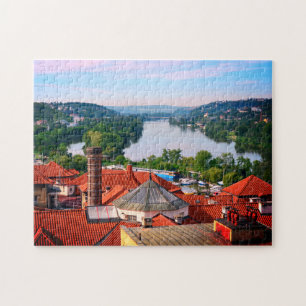 Prague Rooftops, Vltava River von Vyšehrad / Tsche Puzzle