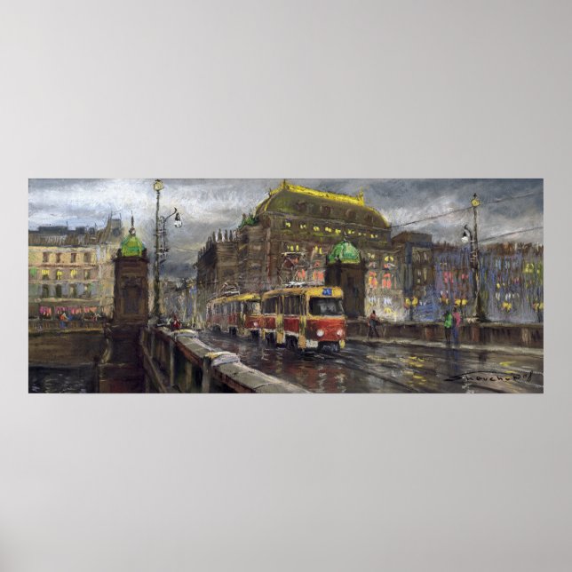 Prague Tram Bridge Legii Nationaltheater Poster (Vorne)