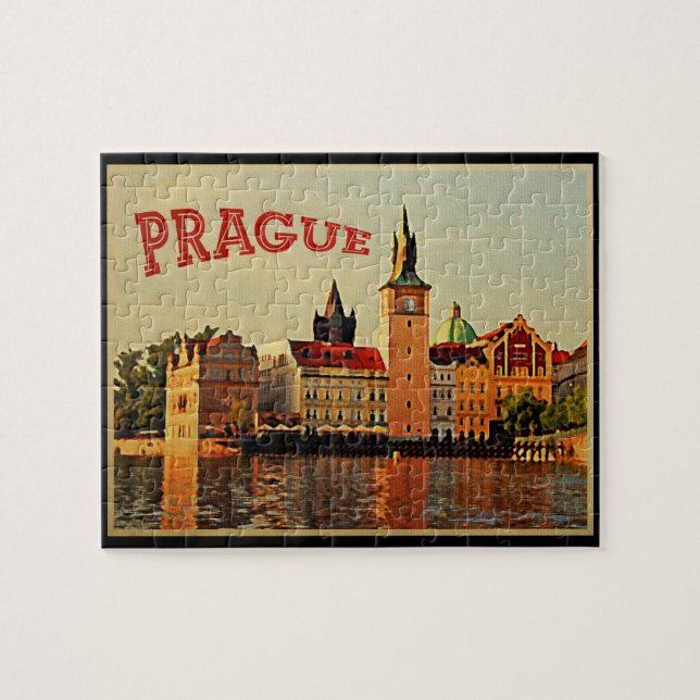 Prague Vintage Travel Puzzle (Horizontal)