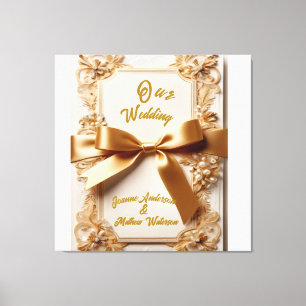 "Prägung Blumen Hochzeits-Einladung Satin-Schleife Leinwanddruck