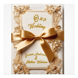 "Prägung Blumen Hochzeitseinladung Satin-Schleife Fotodruck