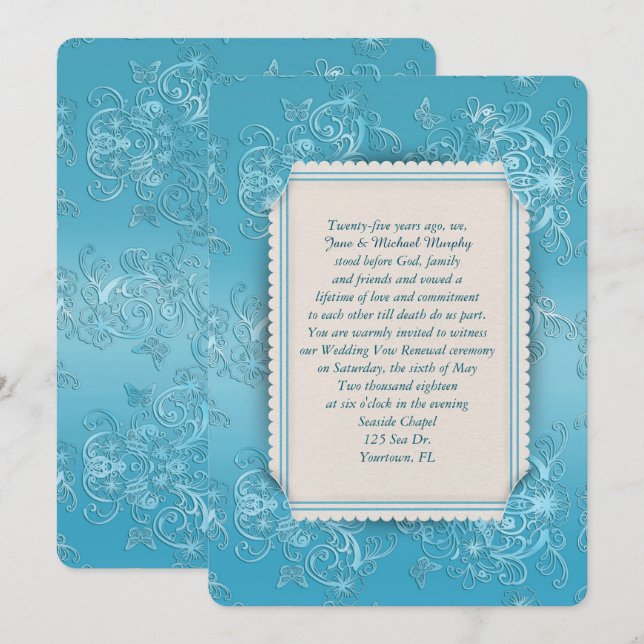 Prägung der türkisfarbenen Rahmen Einladung (Vorne/Hinten)