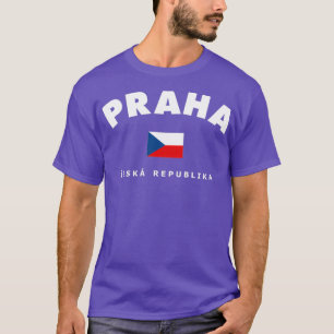 Praha Ceska Republika blue with czech flag T-Shirt