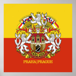 Praha (Prag) Flag & COA Poster