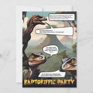 Prähistorische Dino-Comic-Geburtstags-Einladung Einladung