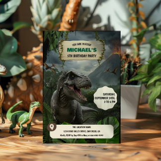 Prähistorische Dinosaur T-rex Geburtstagspartei Einladung