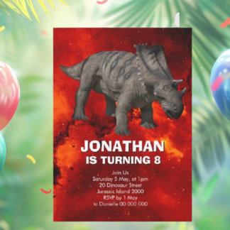 Prähistorische Dinosaurier Geburtstagsparty Einladung