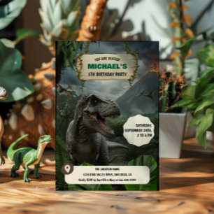 Prähistorische Dinosaurier T-Rex-Geburtstagsfeier Einladung