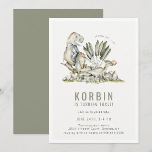 Prähistorische Dinosaurier Thema Geburtstagsparty Einladung