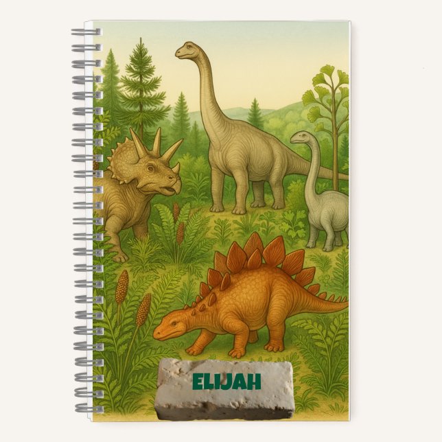 Prähistorische Dinosaurier und Jungle Spiral Noteb Notizbuch (Vorderseite)
