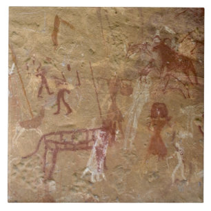 Prähistorische Felsmalereien, Akakus, Sahara Fliese
