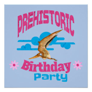 Prähistorische Geburtstagspartei Pterodactyl Dino Poster