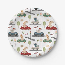 Prähistorische Gruppen von farbenfrohen Dinosaurie Pappteller