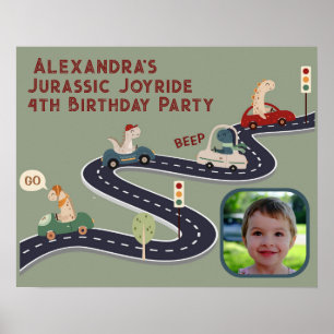 Prähistorische Gruppen von farbenfrohen Dinosaurie Poster