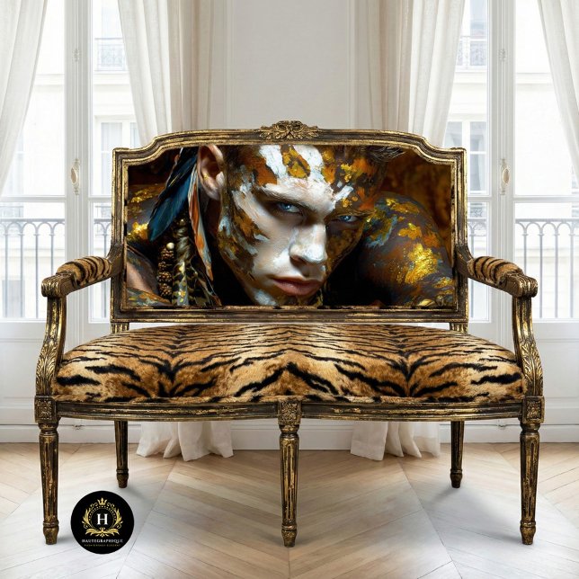 Prähistorische Stammeskrieger Golden Earth bemalt Seidenpapier (Von Creator hochgeladen)