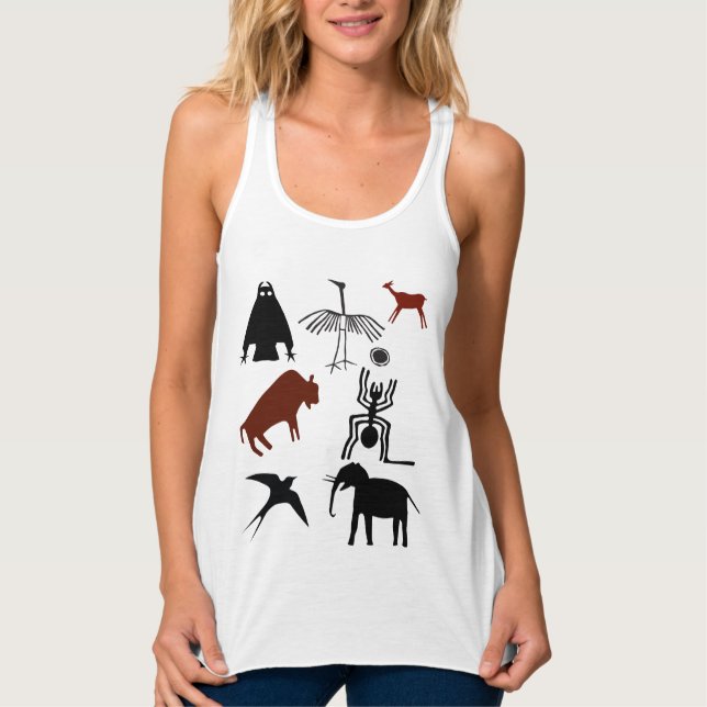 Prähistorische Vögel Tiere Petroglyphen Tank Top (Vorderseite)