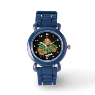 Prähistorischer Dinosaurier der Jungen addieren Armbanduhr