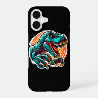 Prähistorischer epischer Dino-Angriff T-Rex Schwar iPhone 16 Hülle