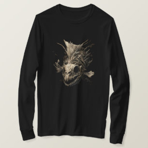 Prähistorischer Fischschädel Grunge Dunkel Langarm T-Shirt