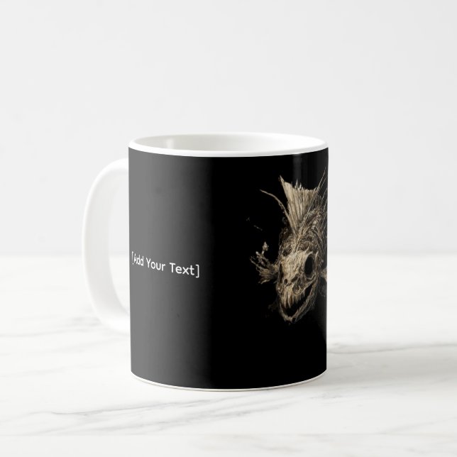 Prähistorischer Fischschädel-Grunge-Dunkle-Kunst Kaffeetasse (Vorderseite Links)