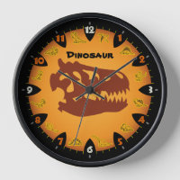Prähistorischer Orange Dinosaur Wall Clock