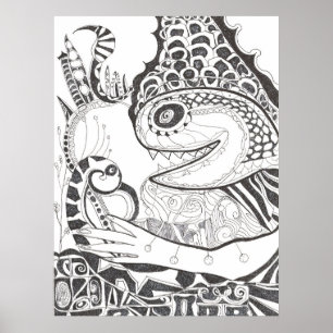 Prähistorischer Raubfisch Poster