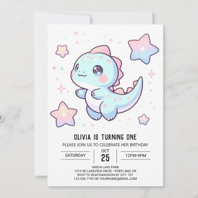 Prähistorischer Spaß Dinosaur 1. Geburtstag Einladung (Vorderseite)