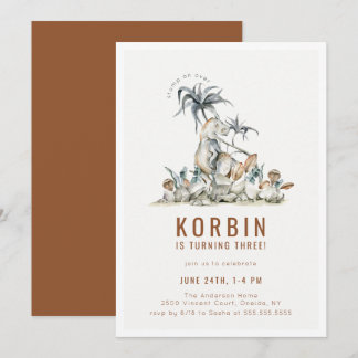 Prähistorisches Dinosaur Thema Geburtstagsparty In Einladung