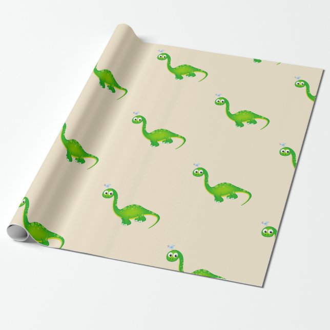 Prähistorisches Dinosaurier-Muster Geschenkpapier (Ungerollt)