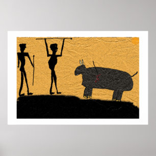 Prähistorisches Höhlen-Zeichnen einer Jagd Poster