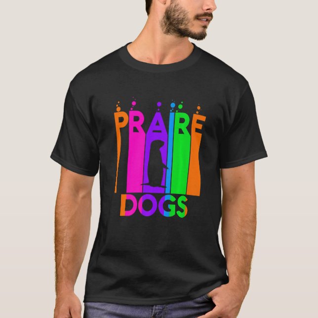 Praire Hunde Tierrainbow-Blase mit Silhouette T-Shirt (Vorderseite)