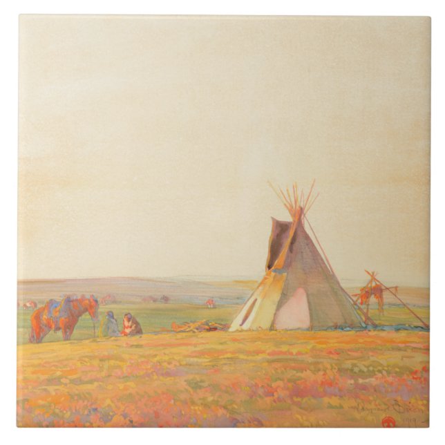 Prairie Abend von Maynard Dixon Fliese (Vorderseite)
