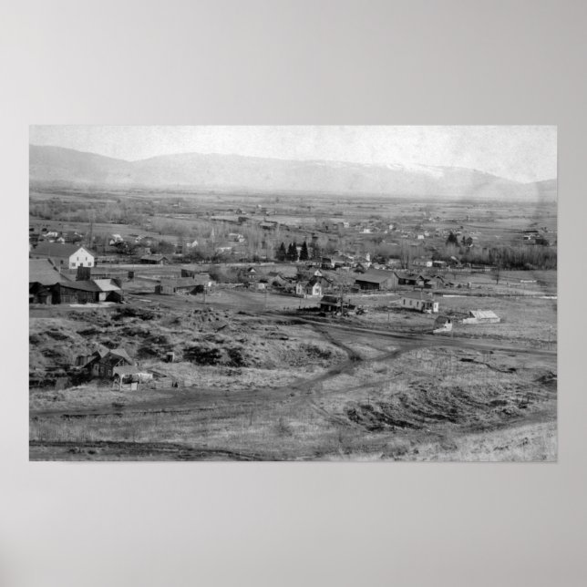 Prairie City, Oregon Birds Eye Town View Poster (Vorne)