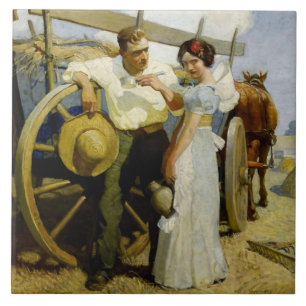 “Prairie Couple and Wagon” by NC Wyeth Fliese