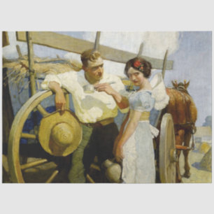 „Prairie Couple and Wagon“ von NC Wyeth Seidenpapier