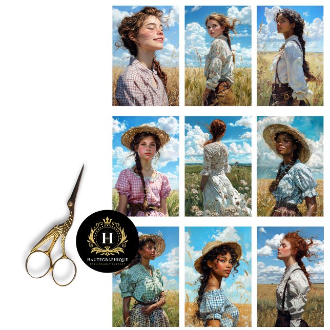 Prairie Cowgirl Collage Decoupage Seidenpapier (Von Creator hochgeladen)