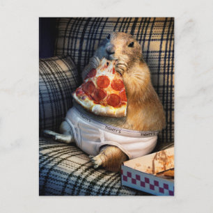 Prairie Dog Eating Pizza Einladungspostkarte
