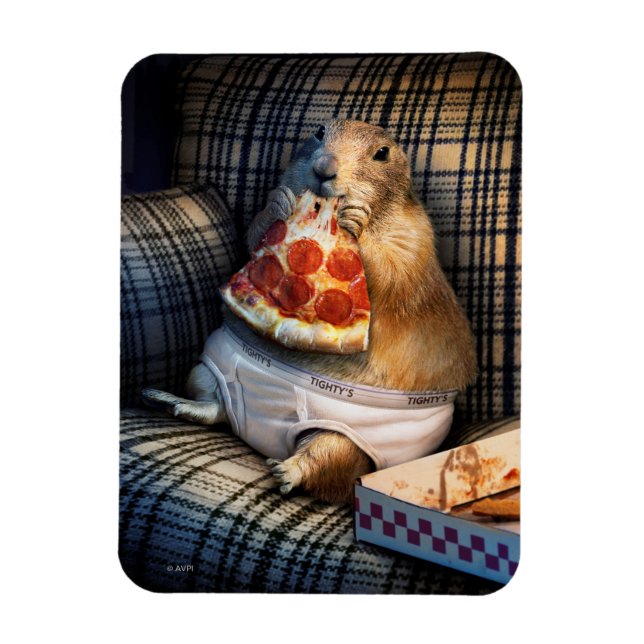 Prairie Dog Eating Pizza Magnet (Vertikal)