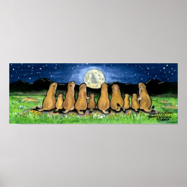 Prairie Dog Family und Moon Poster Navy Night