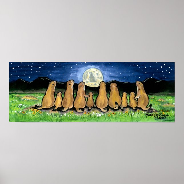 Prairie Dog Family und Moon Poster Navy Night (Vorne)
