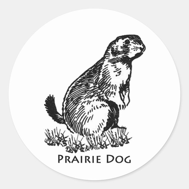 Prairie-Dog-Logo (Line-Art) Runder Aufkleber (Vorderseite)