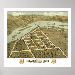 Prairie Du Sac, panoramische Karte WI - 1870 Poster