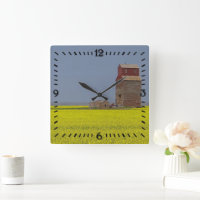Prairie Elevator Landscape Square Uhr