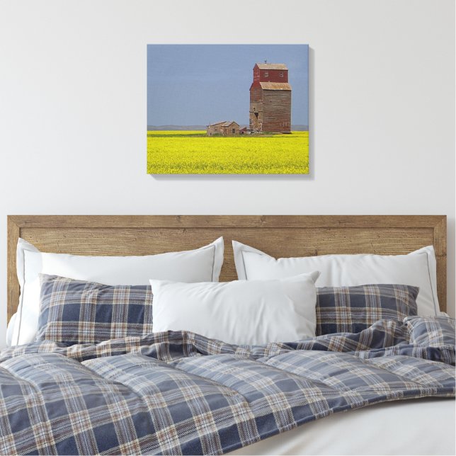 Prairie Elevator Landschaft Stretch Canvas Print Leinwanddruck (Insitu (Schlafzimmer))