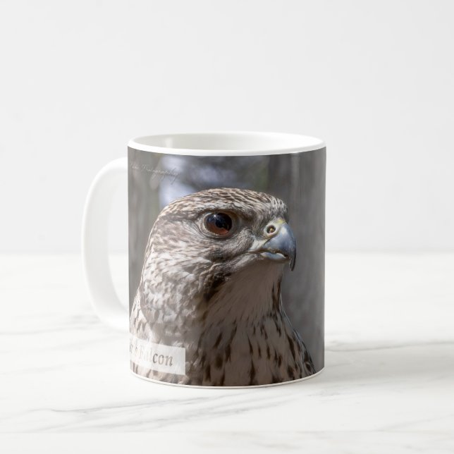 Prairie Falcon Psalm 92:5 KJV Kaffeetasse (Vorderseite Links)