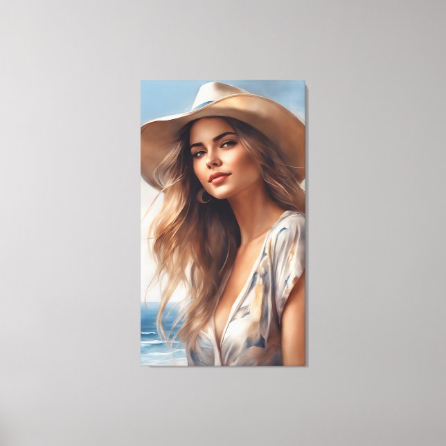 Prairie-Mädchen in einem Cowboyhut Leinwanddruck (Vorderseite)