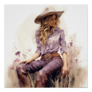 Prairie Pastels: Cowgirl Wall Art Poster